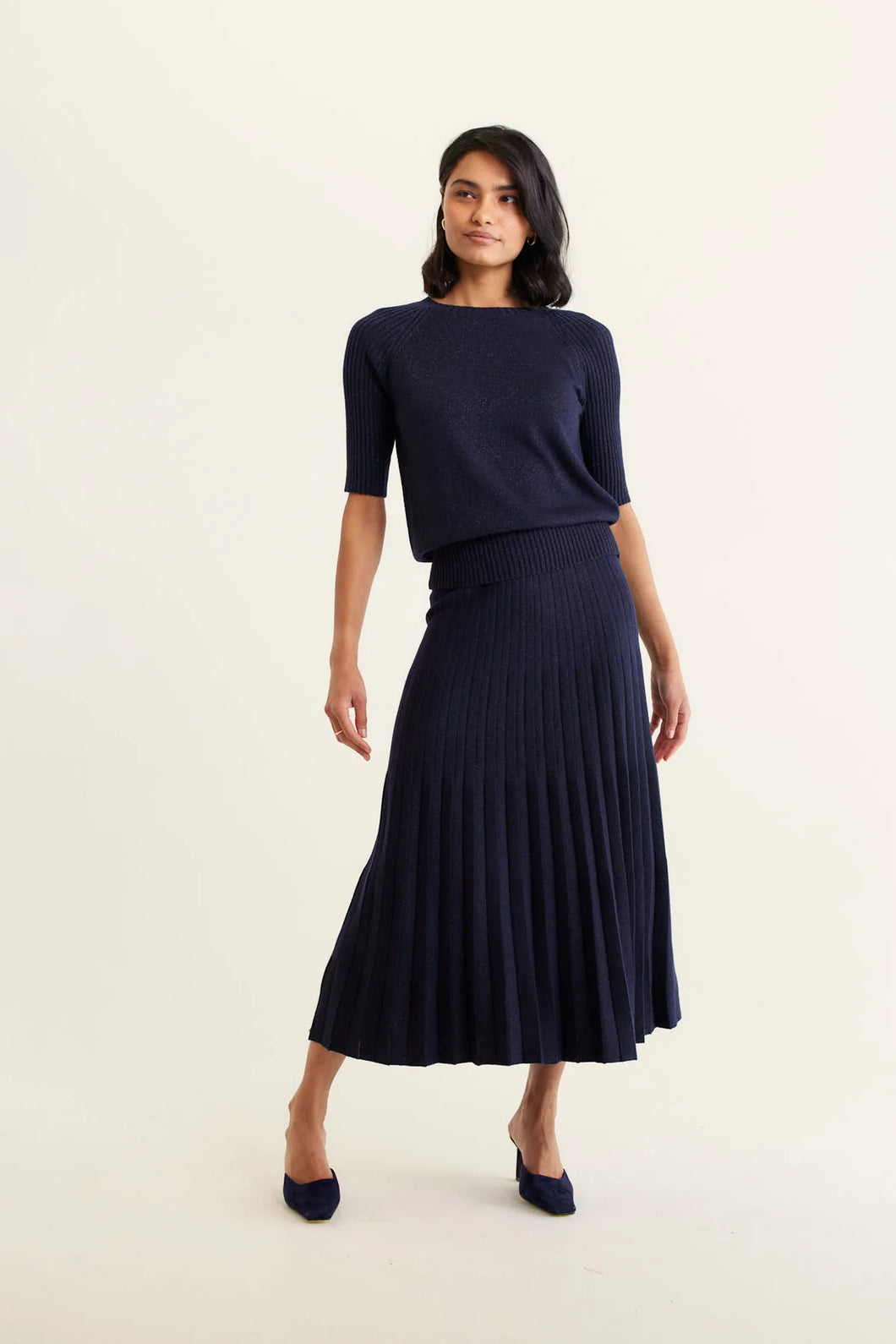 Barney Lurex Skirt in Navy by Alessandra