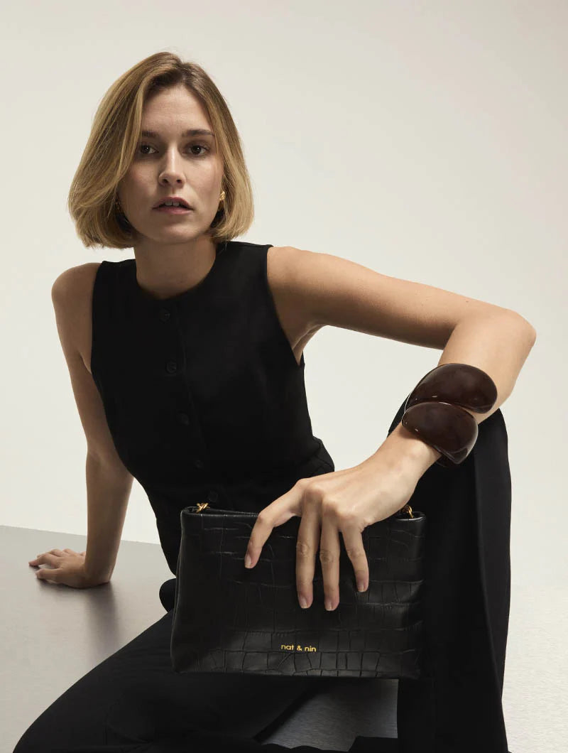 Molly Bag by Nat & Nin in Black Croc