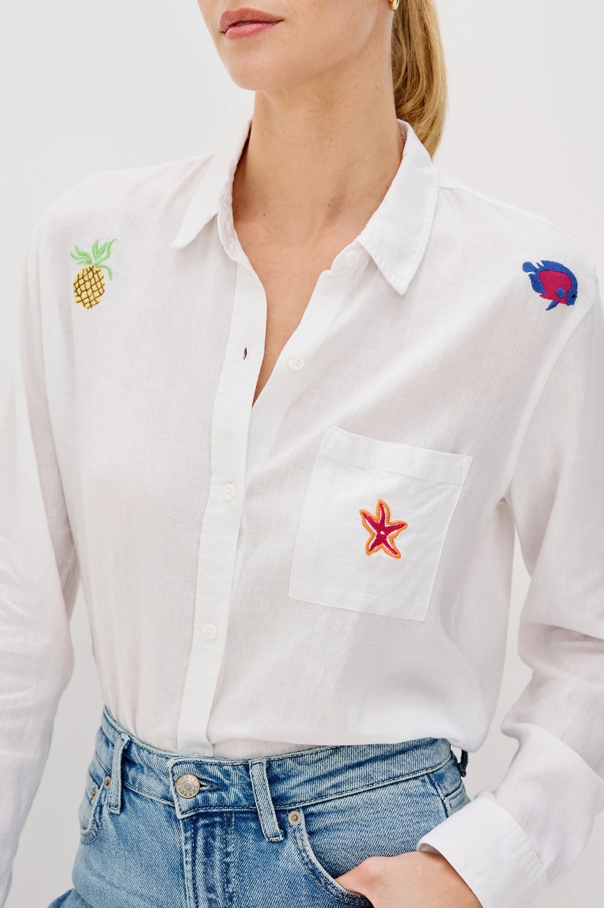 Charli Shirt in Island Embroidery by Rails