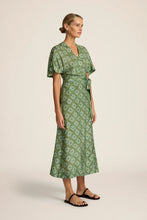 Load image into Gallery viewer, Clementine Midi Wrap Dress in Talavera Emerald by Hannah Artwear
