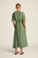 Load image into Gallery viewer, Clementine Midi Wrap Dress in Talavera Emerald by Hannah Artwear
