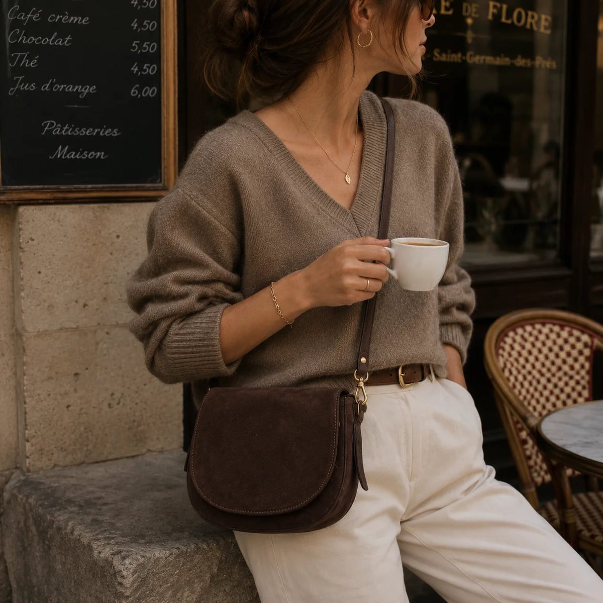 Gabrielle Suede Bag by Maison Fanli