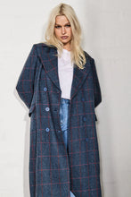 Load image into Gallery viewer, Etta Coat in Blue Plaid Brocade by Kireina
