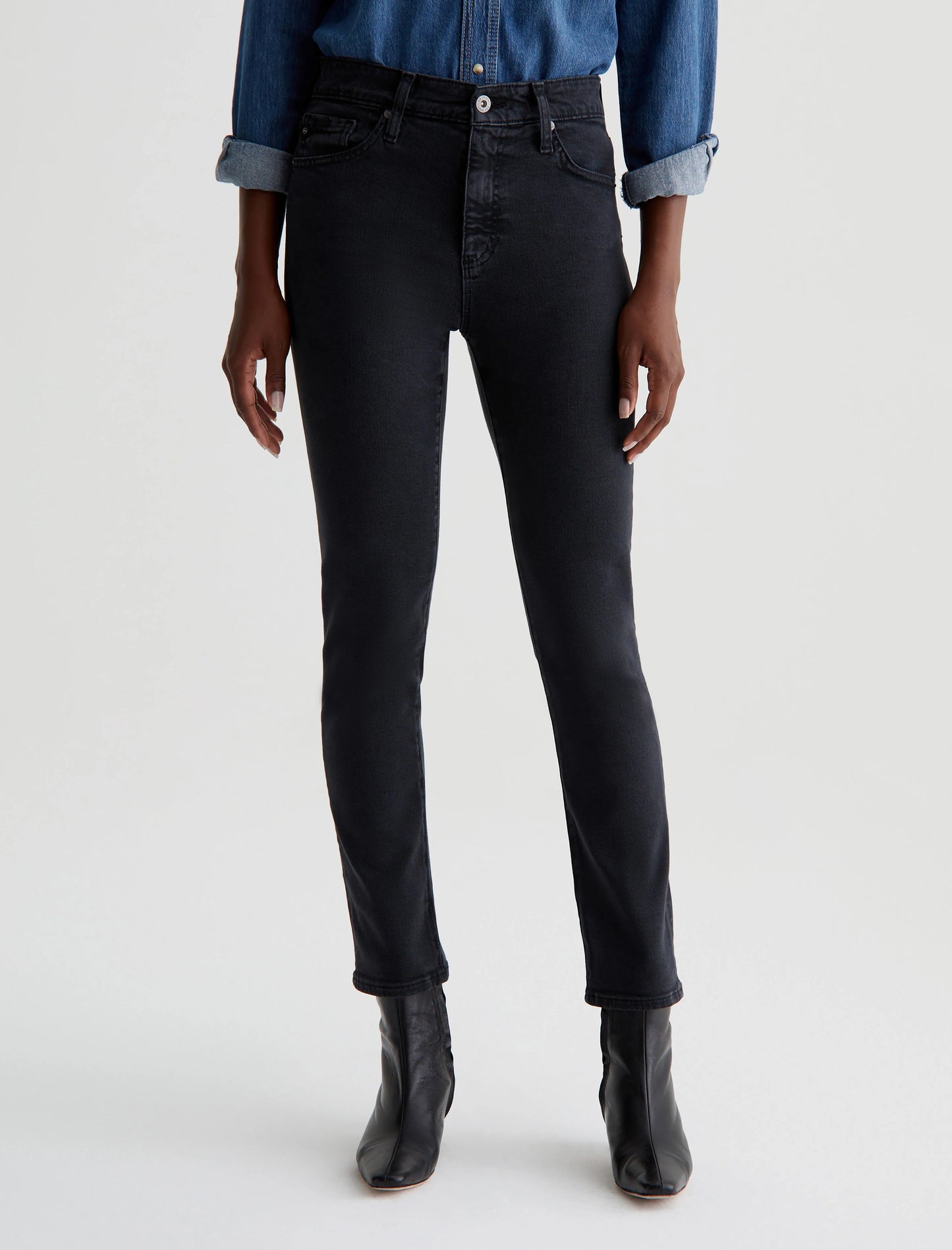 Mari Crop Jean by AG in Sulfur Black