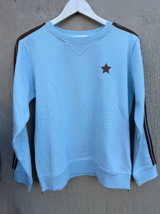 Arm Stripe Sweatshirt in Baby Blue/Choc by Sophie Moran