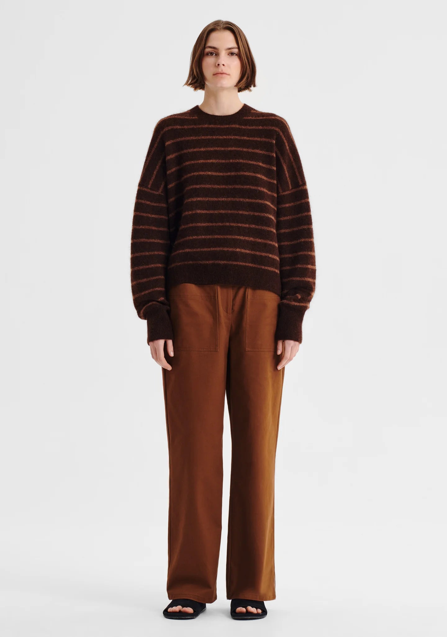 Albi Knit Pullover in Toffee Stripe by Morrison