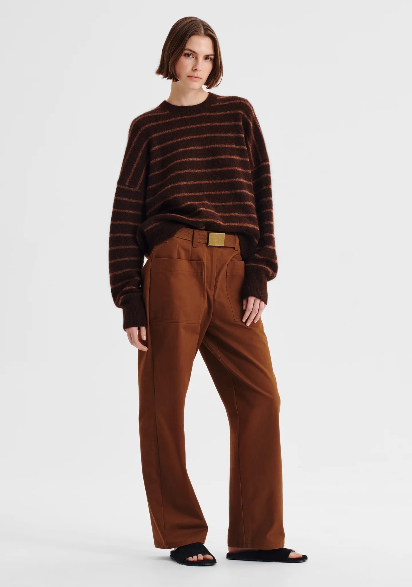 Albi Knit Pullover in Toffee Stripe by Morrison
