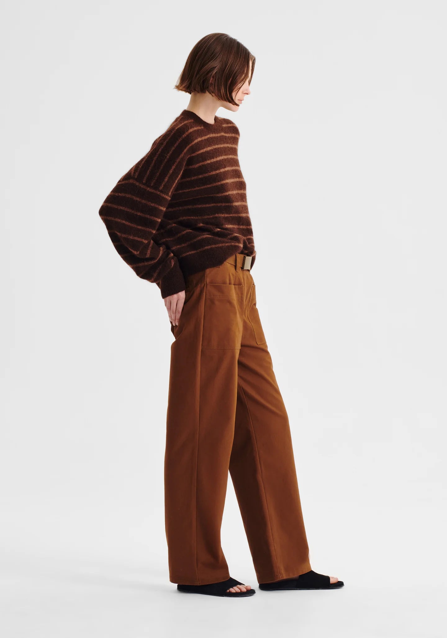Albi Knit Pullover in Toffee Stripe by Morrison