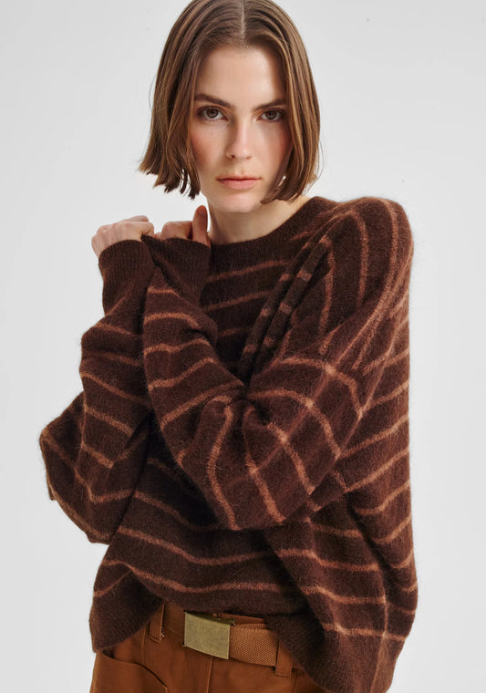 Albi Knit Pullover in Toffee Stripe by Morrison