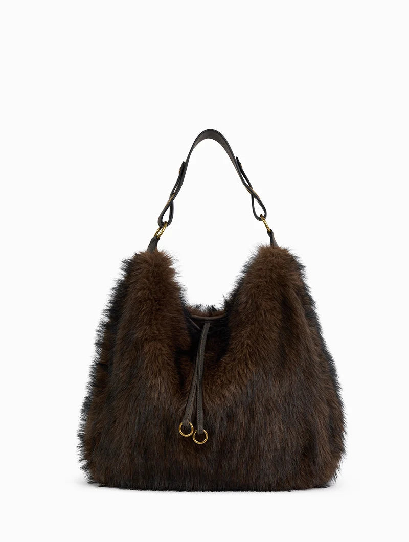 Tilda Fur Bag by Nat & Nin Maroon