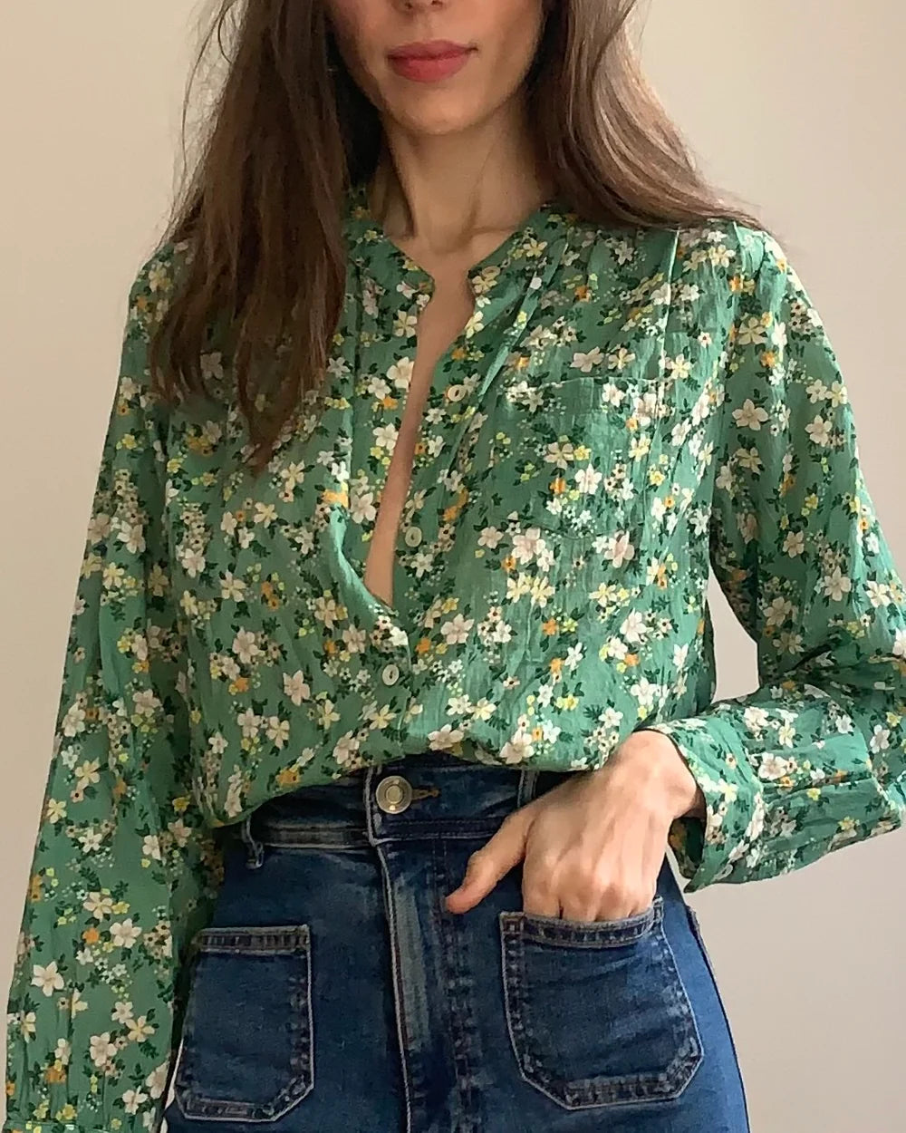 Amy Blouse in Green Floral by Marie Louise De Monterey