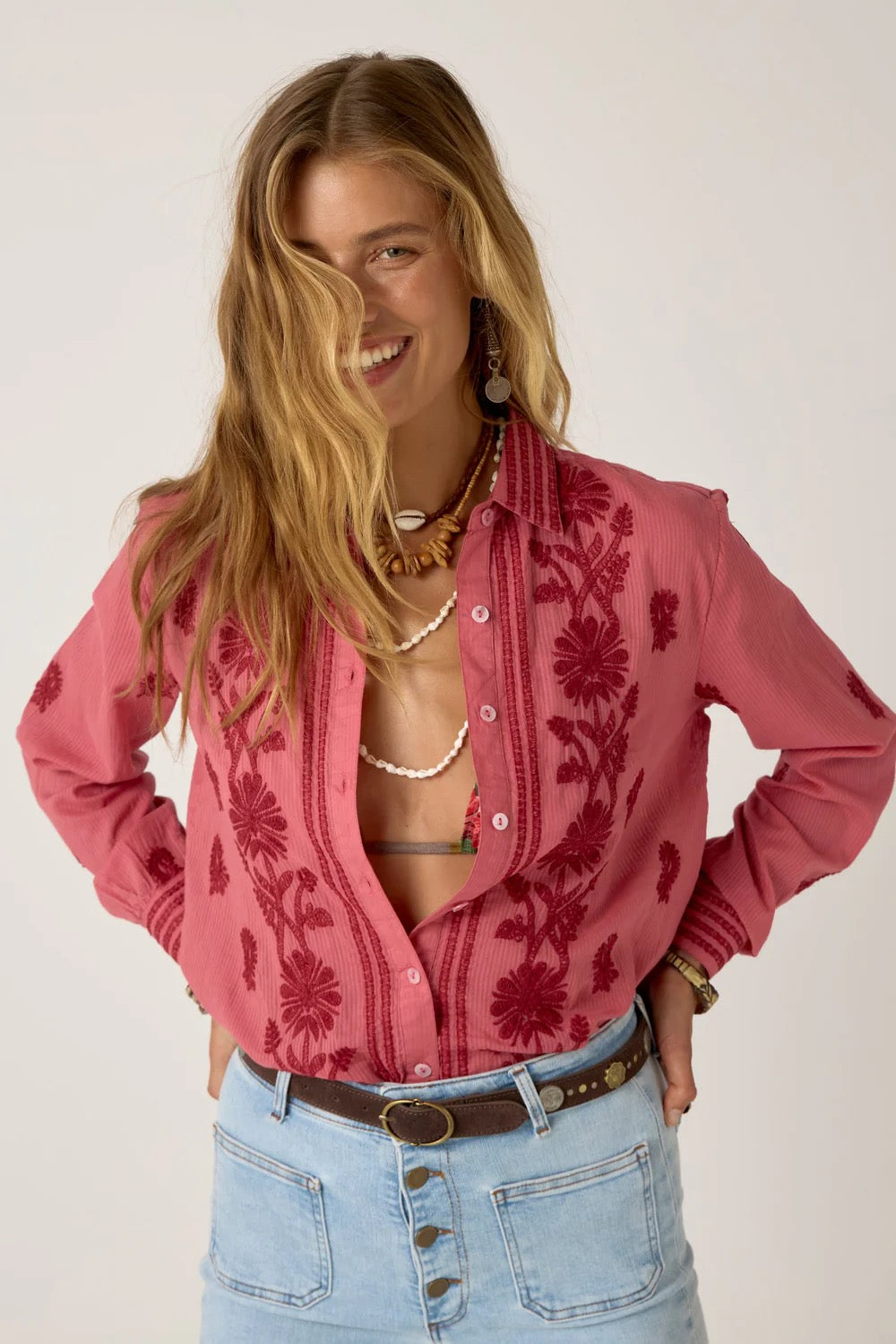 Ringo Shirt in Clavel Framboise by Maison Hotel