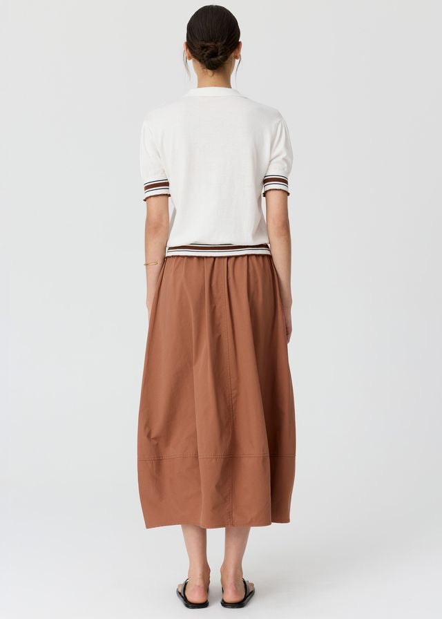 Dahlia Knit Polo in White/Toffee by POL