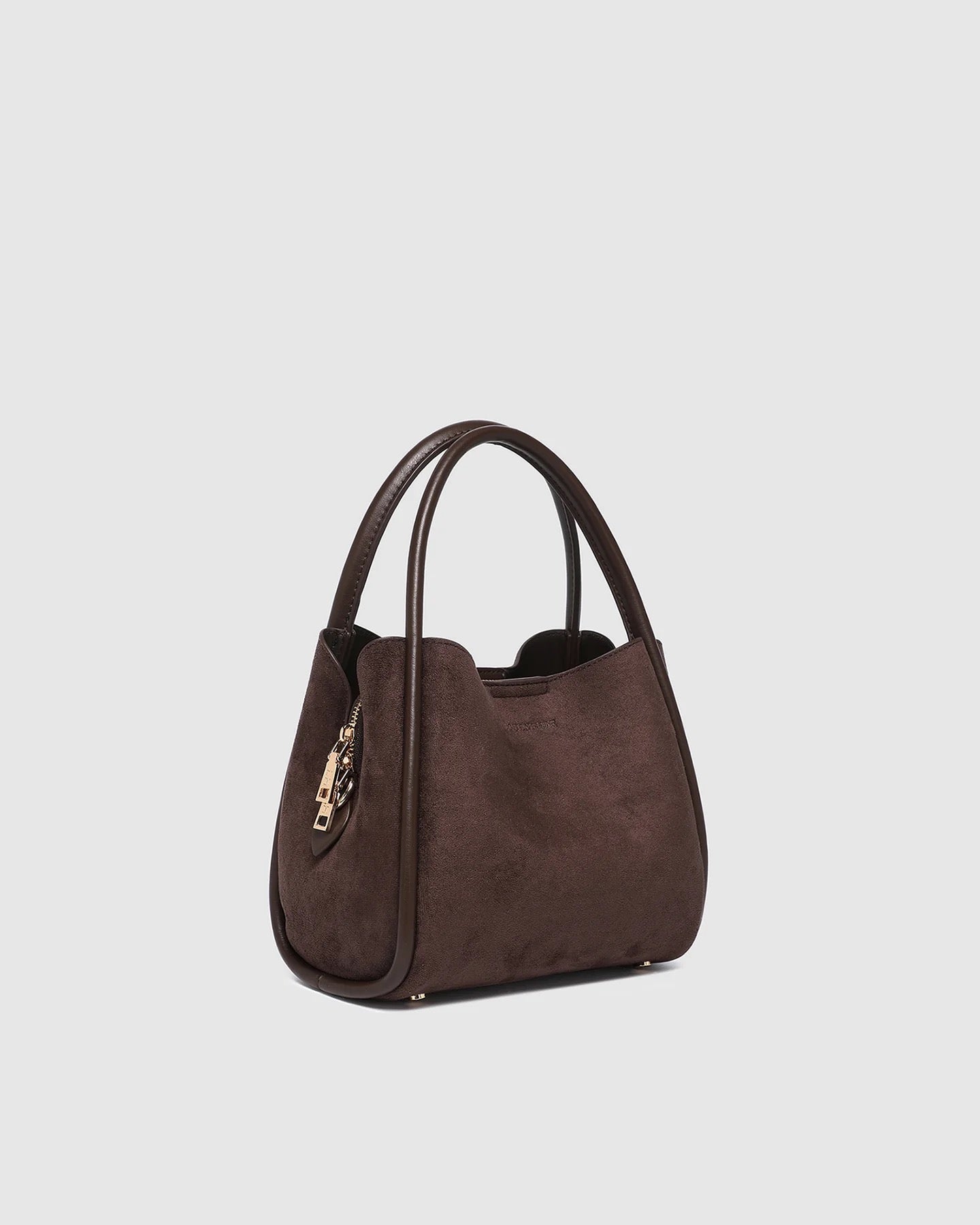 Steffie Suedette Mini Tote Bag in Chocolate by Louenhide