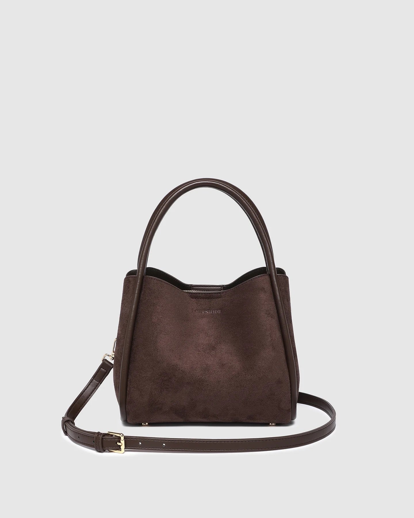 Steffie Suedette Mini Tote Bag in Chocolate by Louenhide