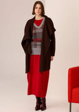 Load image into Gallery viewer, Wyatt Boiled Merino Draped Coat in Chocolate by Pol
