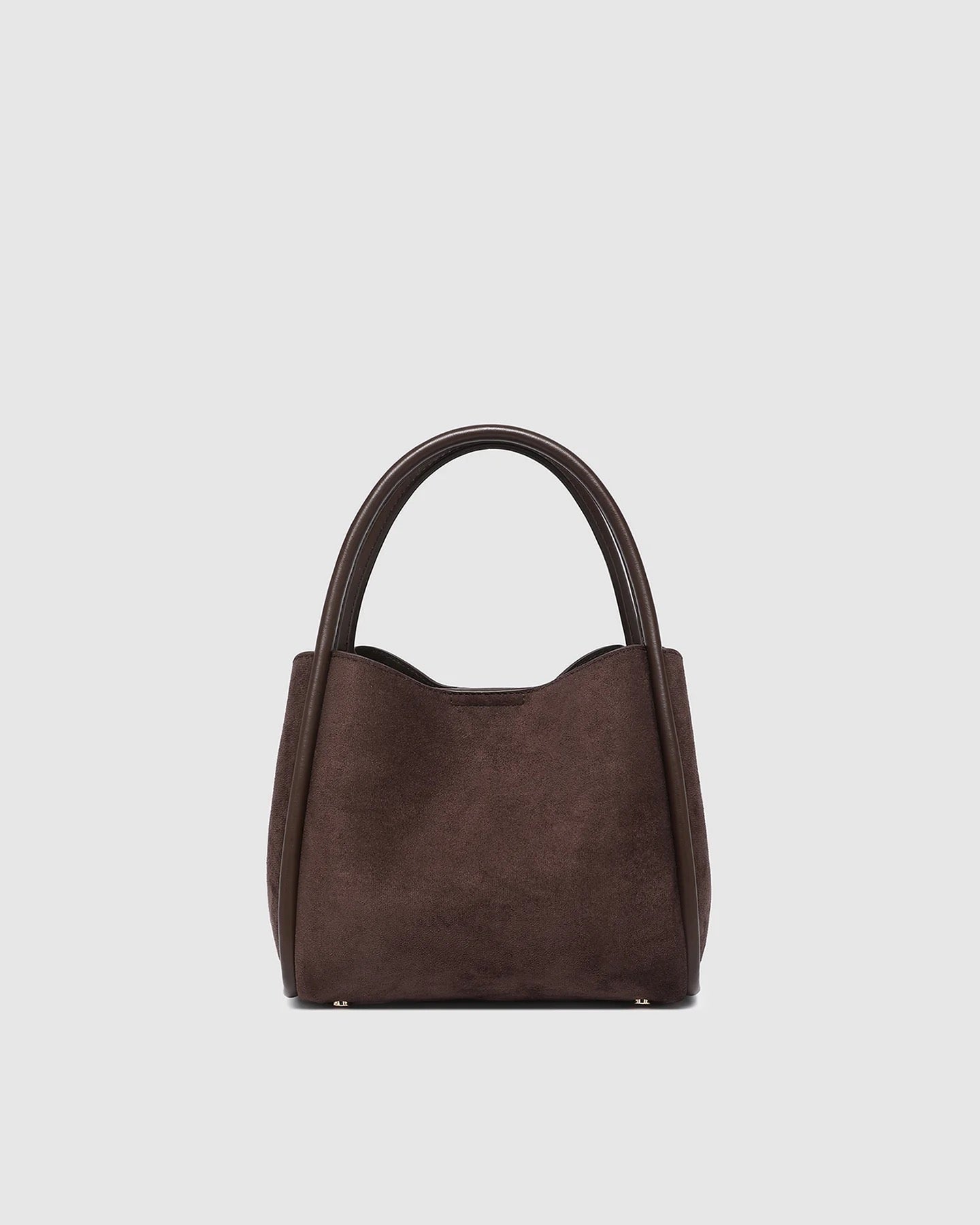 Steffie Suedette Mini Tote Bag in Chocolate by Louenhide
