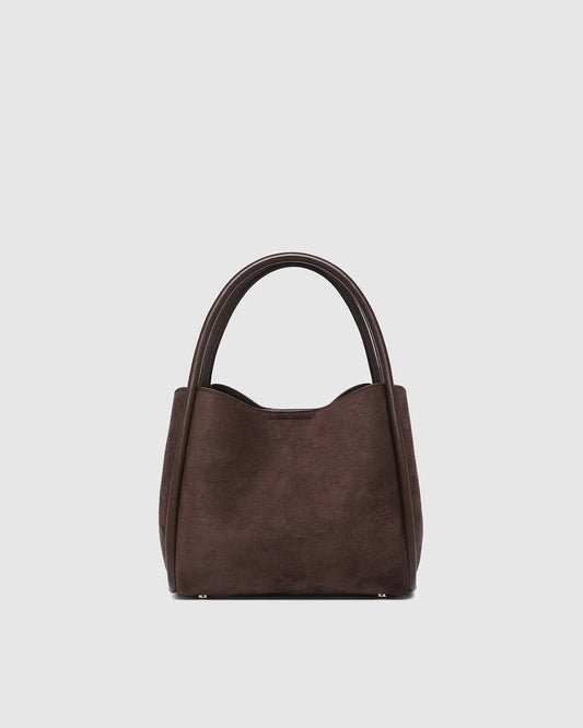Steffie Suedette Mini Tote Bag in Chocolate by Louenhide