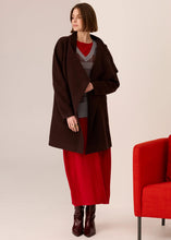 Load image into Gallery viewer, Wyatt Boiled Merino Draped Coat in Chocolate by Pol
