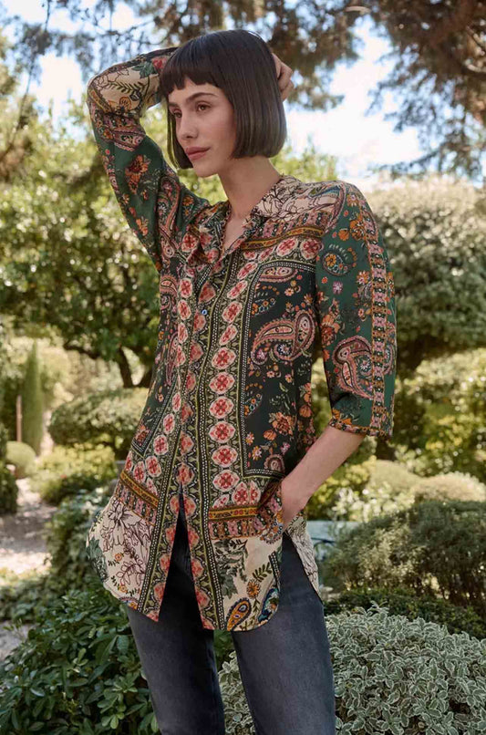 Bingley Mandarin Collar Tunic in Solana by Johnny Was