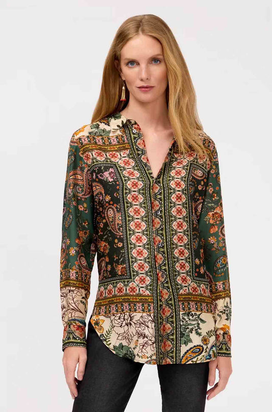 Bingley Mandarin Collar Tunic in Solana by Johnny Was