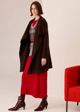 Load image into Gallery viewer, Wyatt Boiled Merino Draped Coat in Chocolate by Pol
