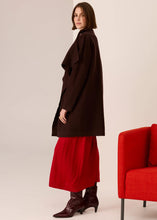 Load image into Gallery viewer, Wyatt Boiled Merino Draped Coat in Chocolate by Pol
