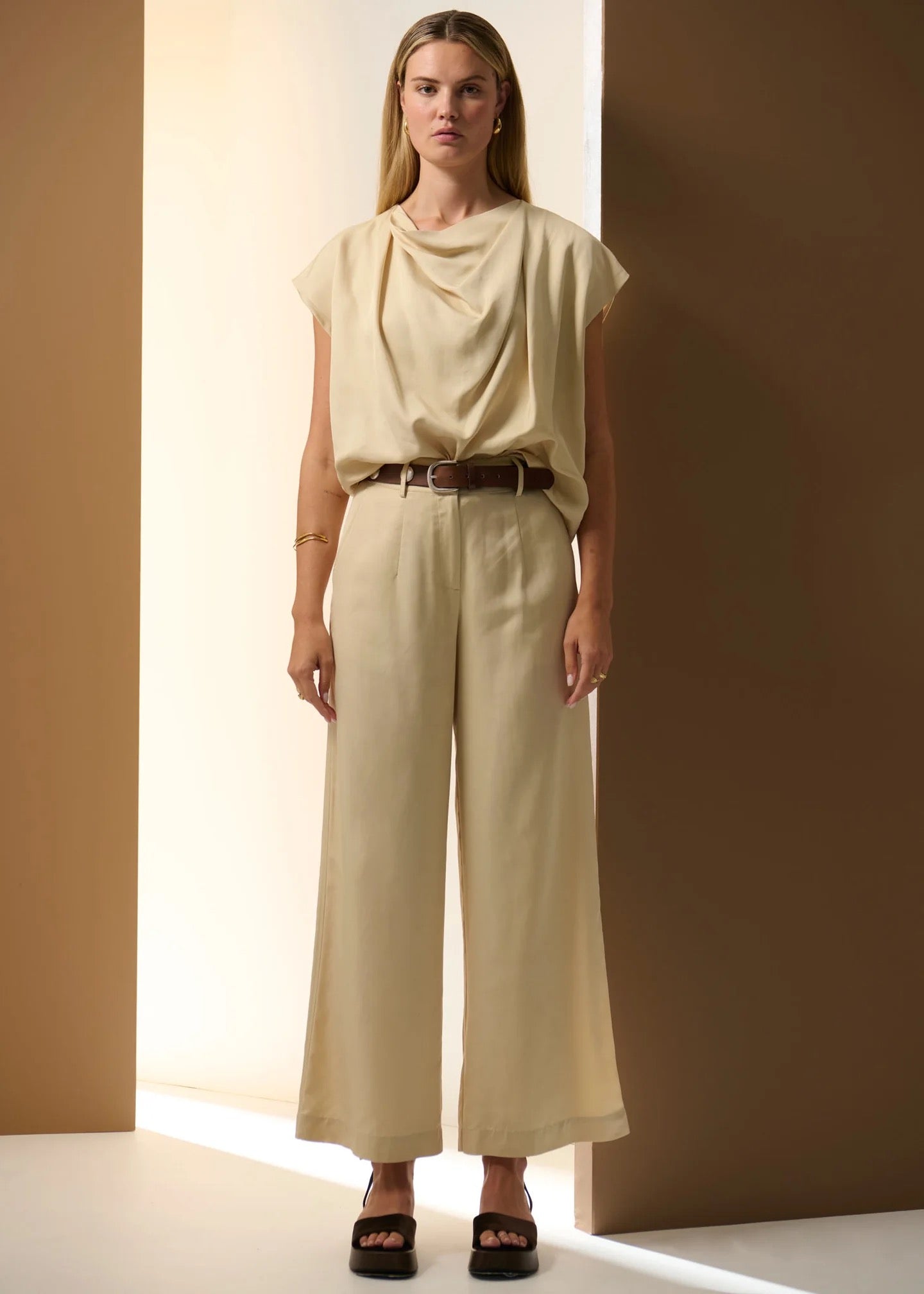 Nubo Draped Top in Pebble by POL