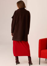Load image into Gallery viewer, Wyatt Boiled Merino Draped Coat in Chocolate by Pol
