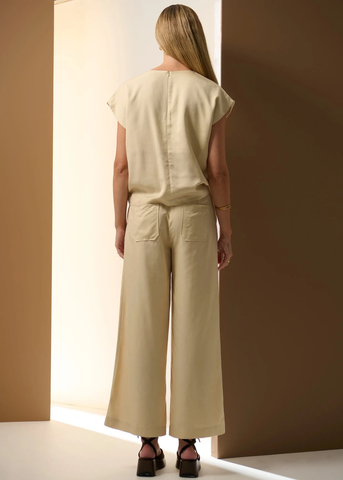 Nubo Draped Top in Pebble by POL