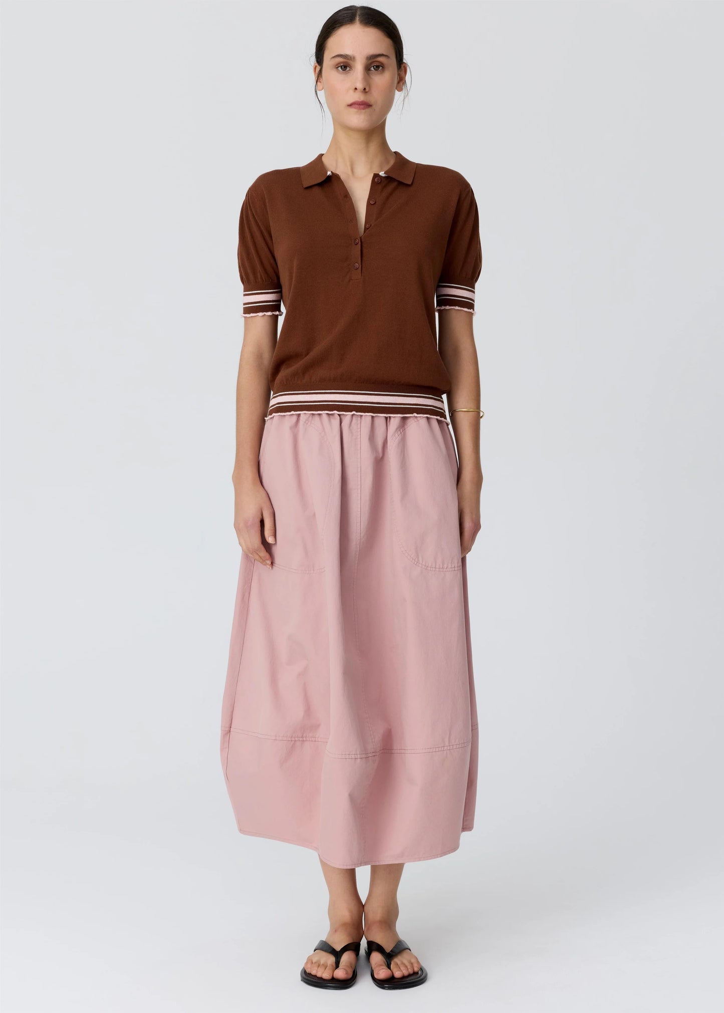 Dahlia Knit Polo in Toffe/Pink by POL