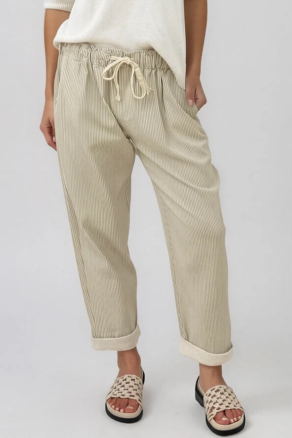 Paco Pant in Taupe Stripe by La Gemme