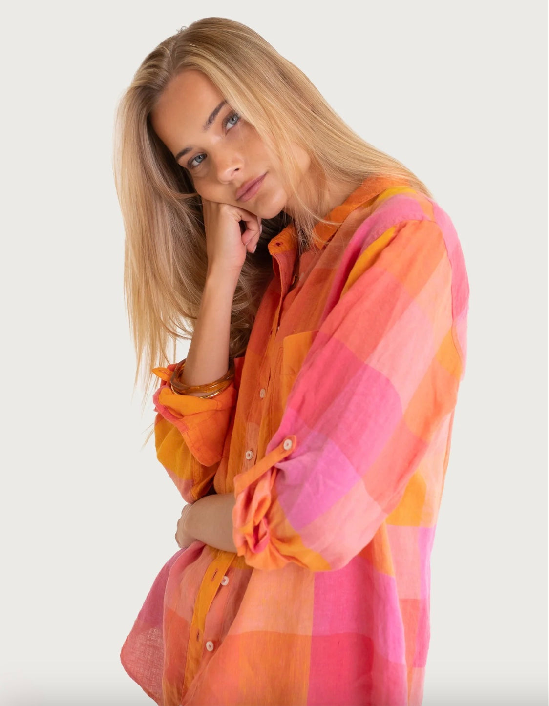 Let's Hang Out Boyfriend Linen Shirt by HUT