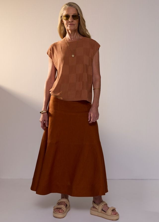 Naia Check Tee in Butterscotch by POL