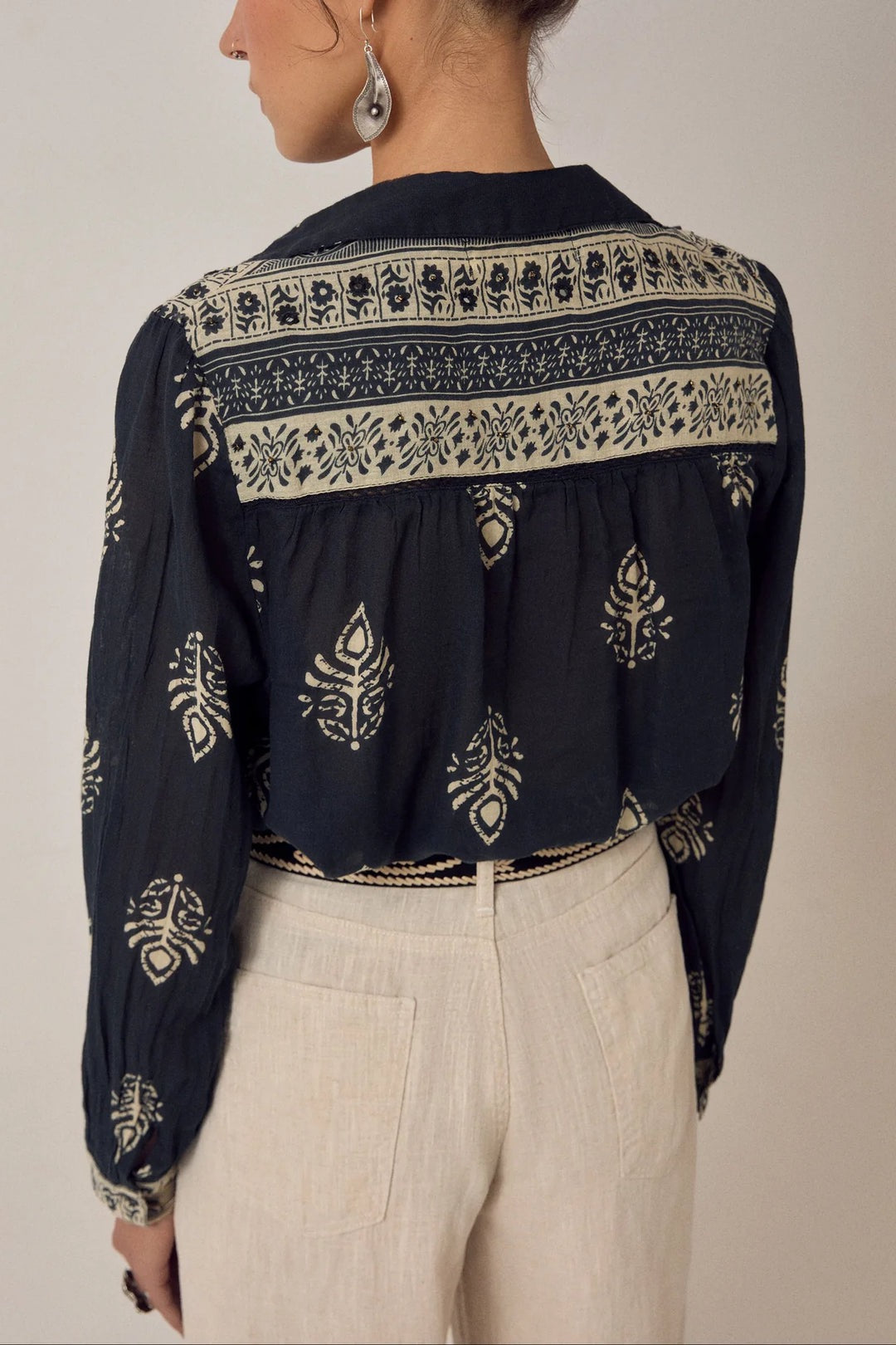 Rani Shirt in Black Leaves by Maison Hotel