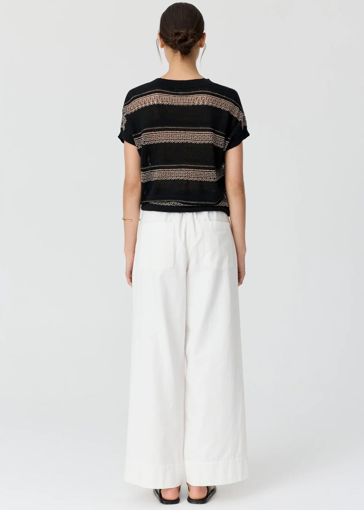 Liana V-Nrck Pointelle Knit in Black/Pink by POL