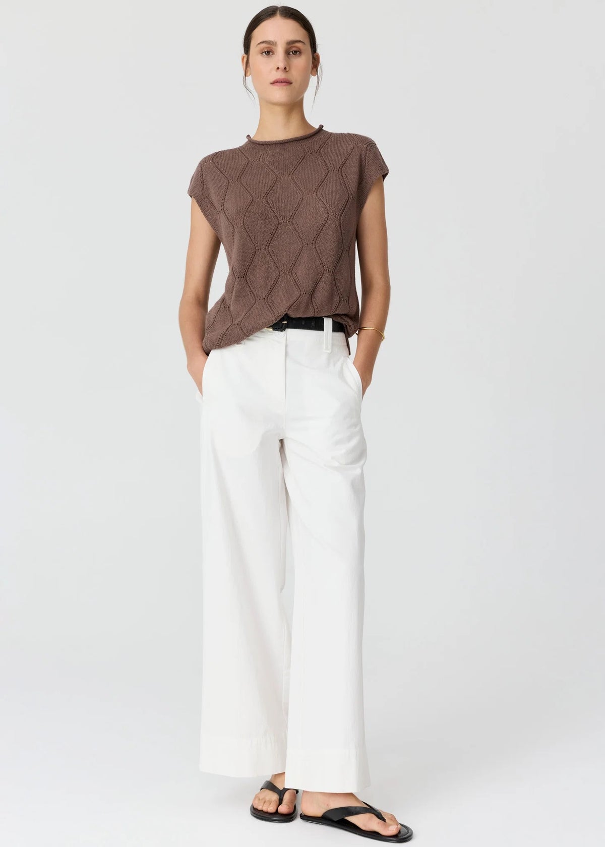 Rosin Cable Knit in Choc by POL