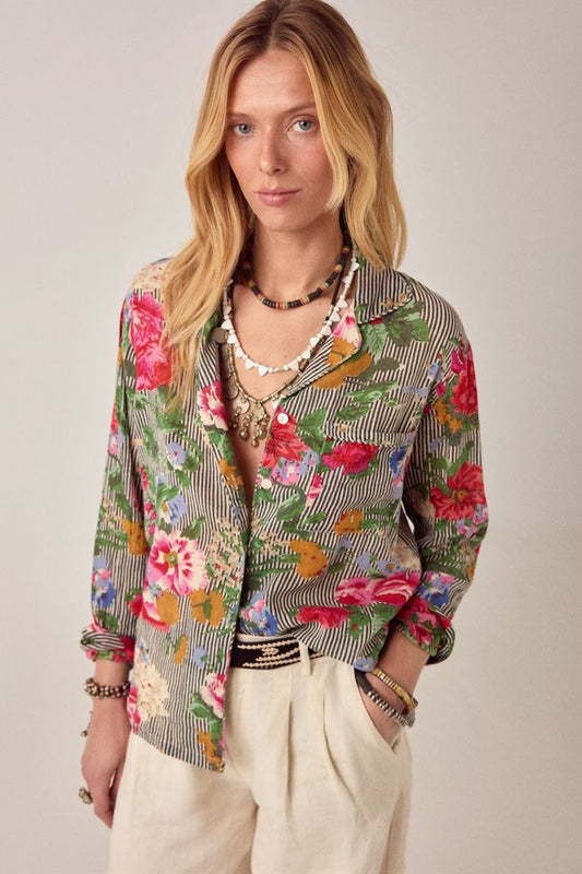 Piti Blouse in Hulton Soul Black by Maison Hotel