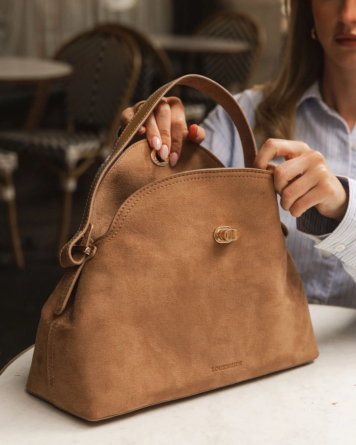 Nicole Suedette Handbag in Honey by Louenhide
