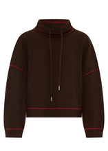 Load image into Gallery viewer, Jude Boiled Wool Drawcord Knit in Choc/Red by POL
