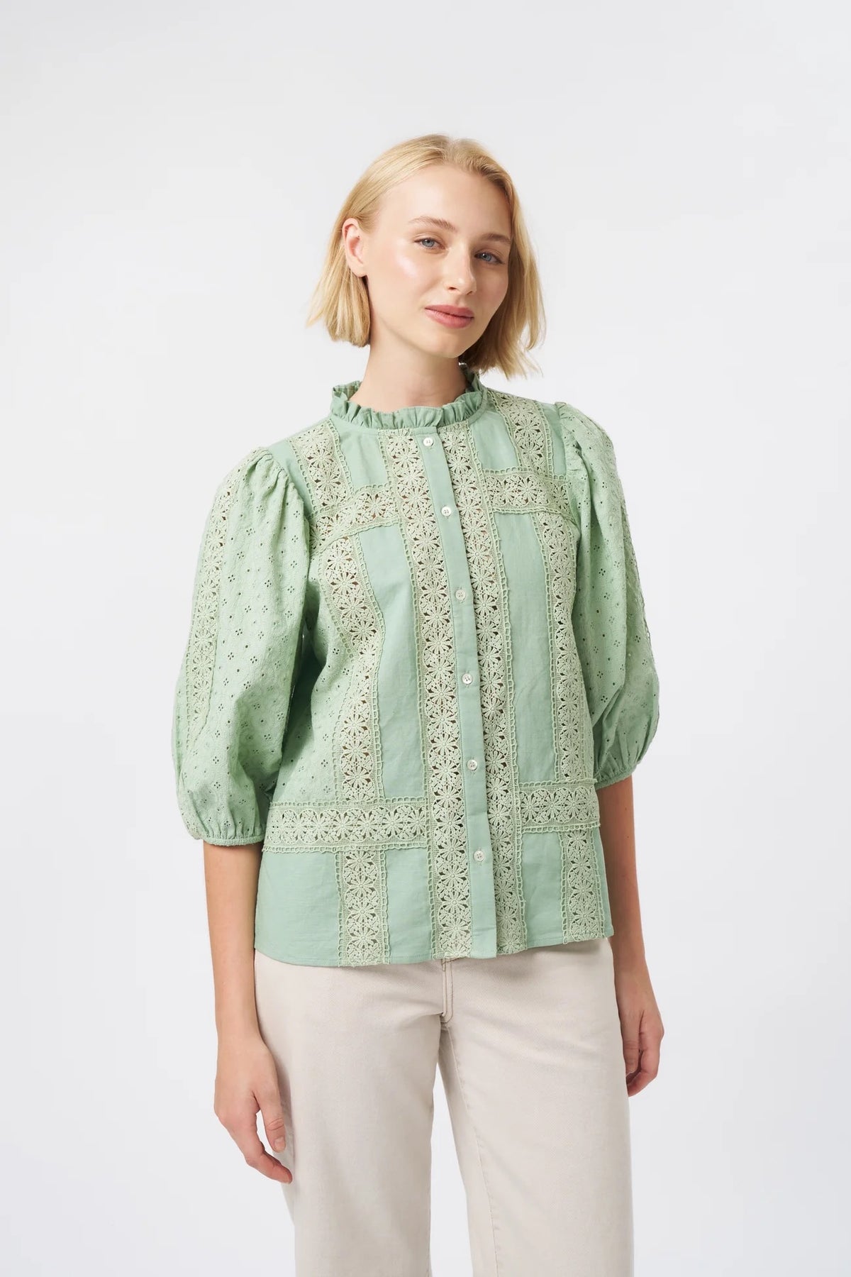 Isabella Shirt in Grape Green by Kireina