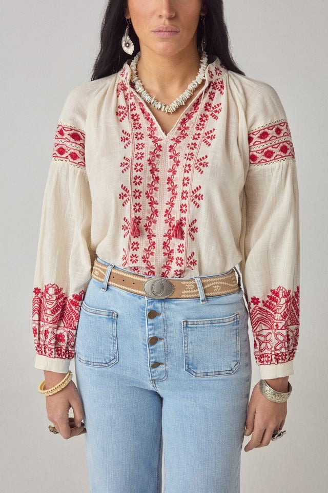 Antonella Blouse in Cranberry by Maison Hotel