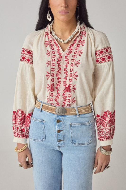 Antonella Blouse in Cranberry by Maison Hotel