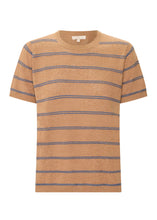Load image into Gallery viewer, Sable Stripe Knit Tee in Choc/Blue by POL
