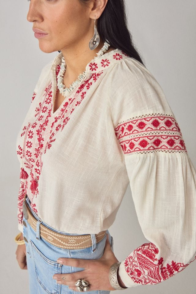 Antonella Blouse in Cranberry by Maison Hotel