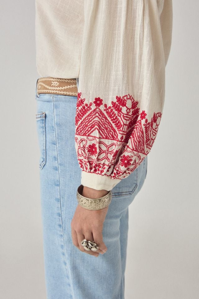 Antonella Blouse in Cranberry by Maison Hotel
