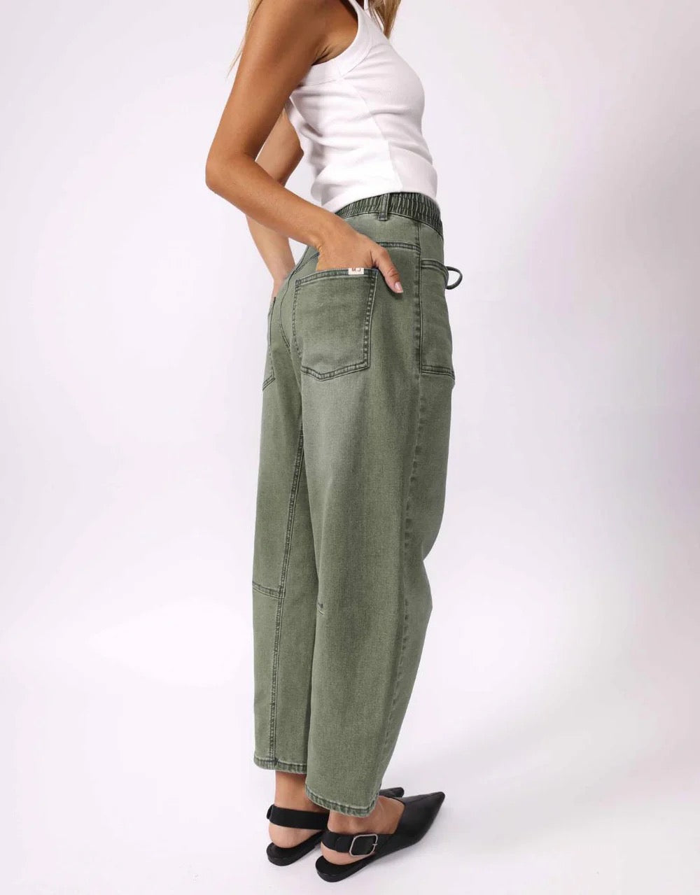 Leo Barrel Jean in Khaki by Monaco Jeans