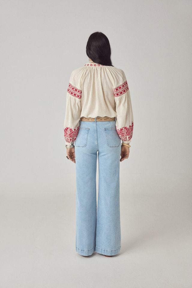 Antonella Blouse in Cranberry by Maison Hotel