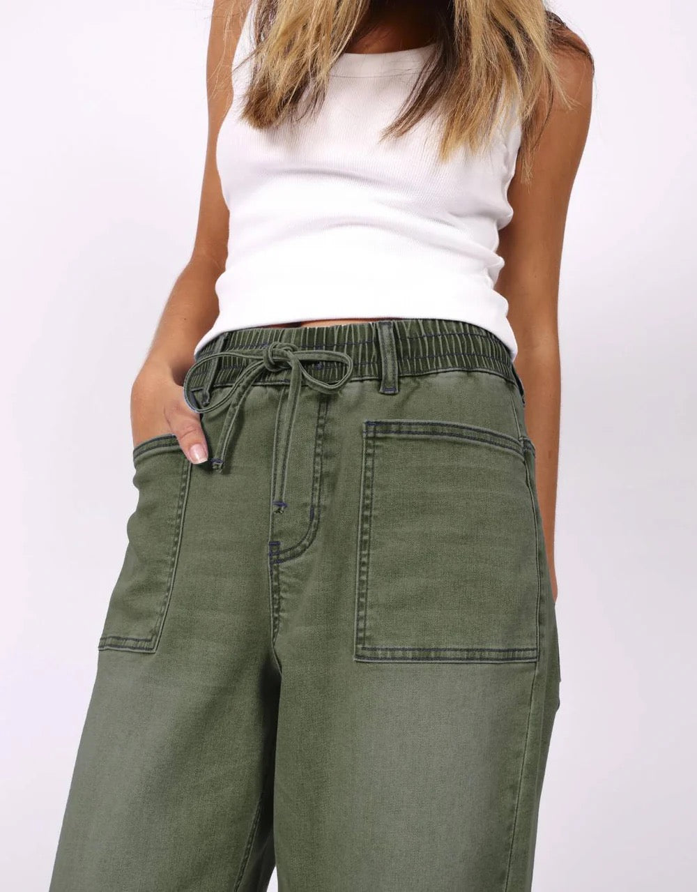 Leo Barrel Jean in Khaki by Monaco Jeans