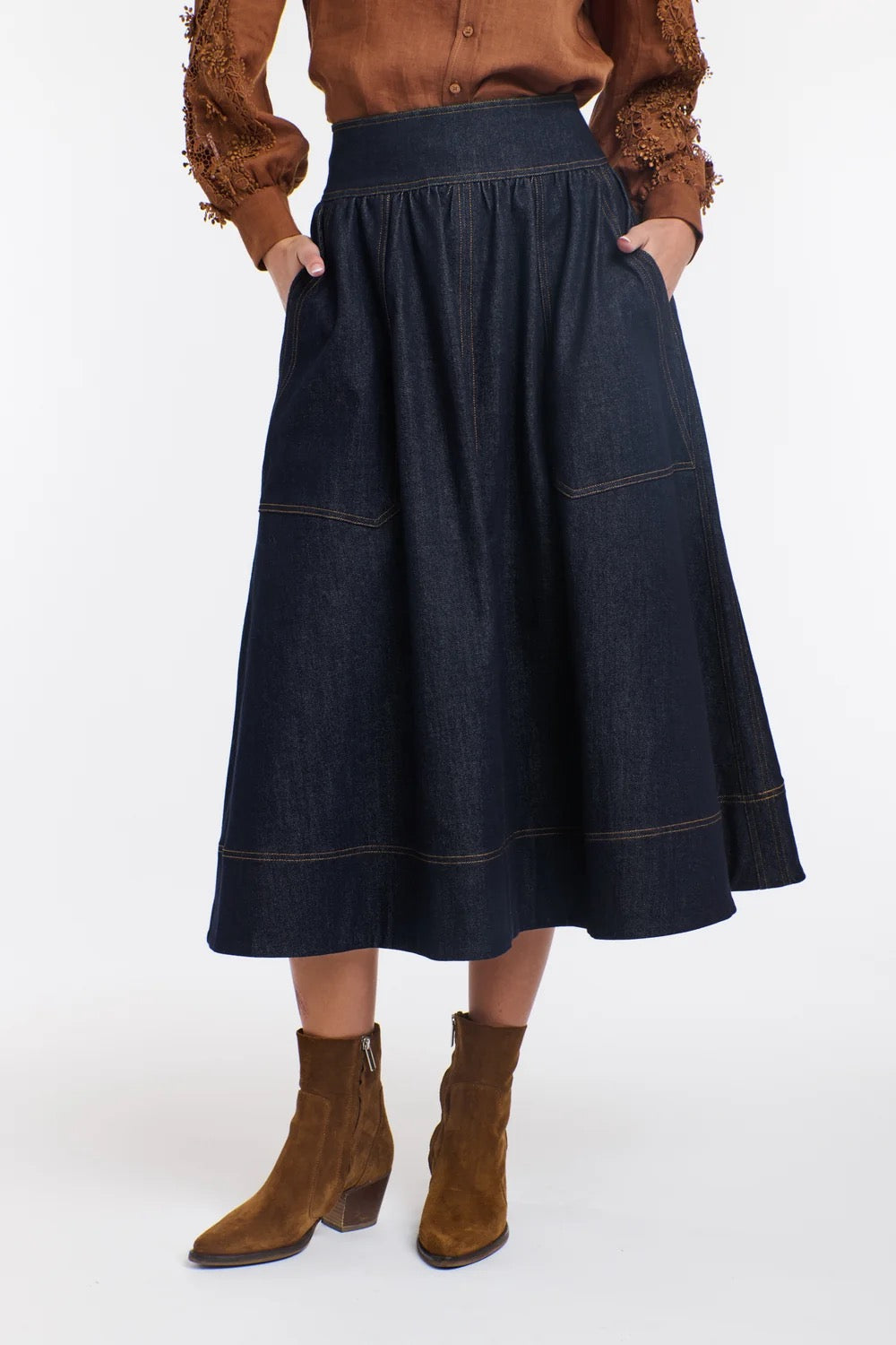 Marion Denim Skirt in Dark Denim by 365 Days
